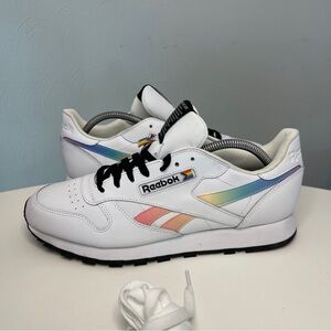 Reebok Classic Pride Low Leather Shoes White/Rainbow/Black GW0263 Mens Sz 10